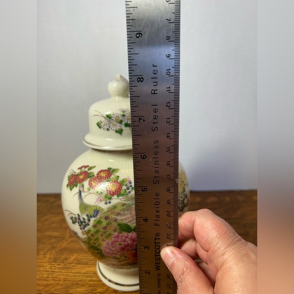 Floral Peacock Ceramic Ginger Jar - Picture 7 of 7